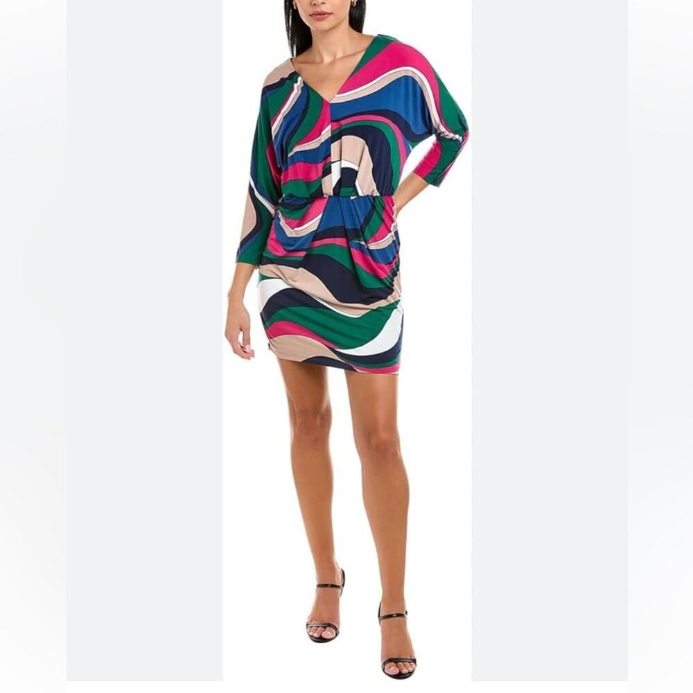 Trina Turk Women’s Birch Dress Size Medium Colorful Geometric Jersey - Picture 1 of 8